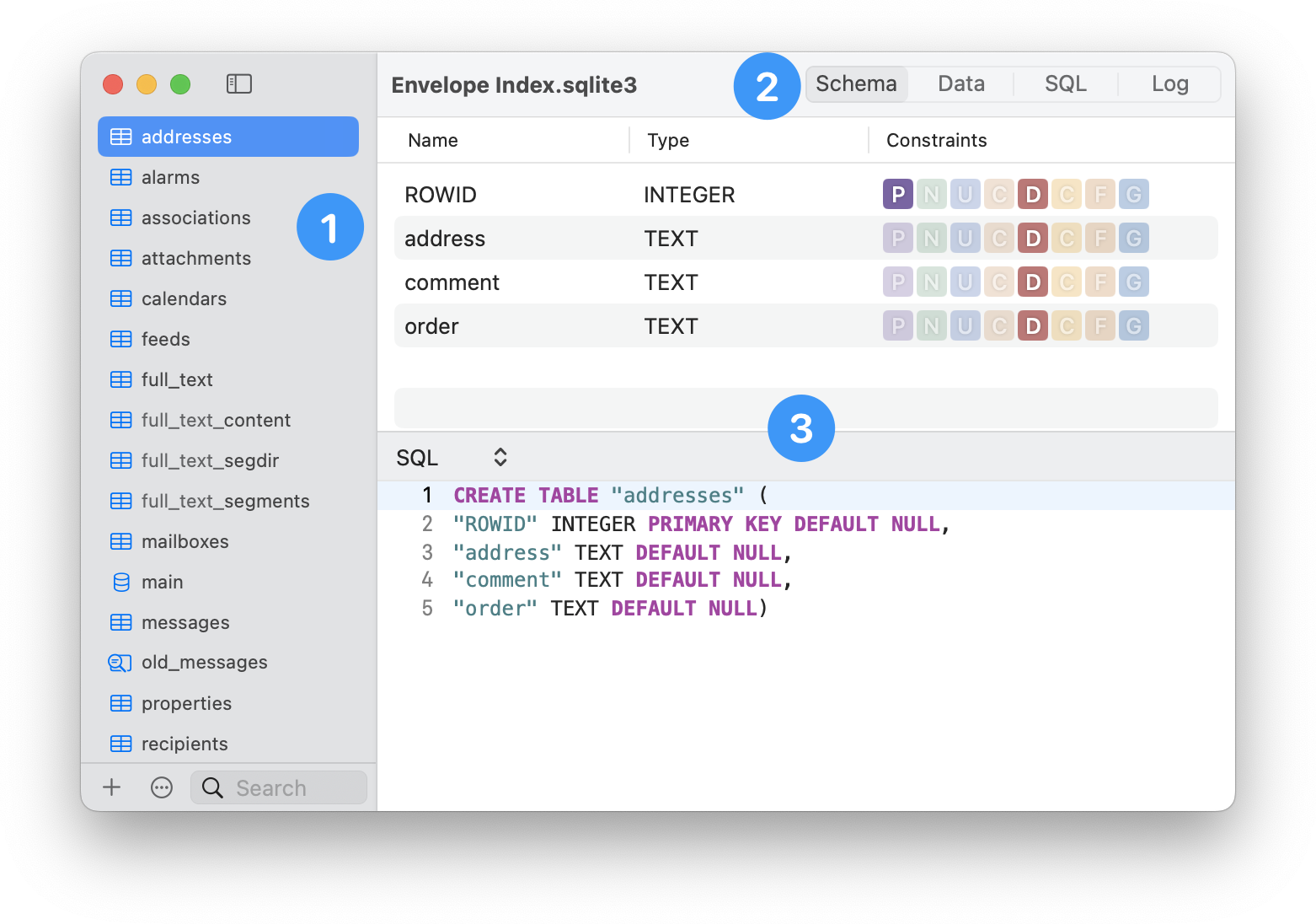 Database window