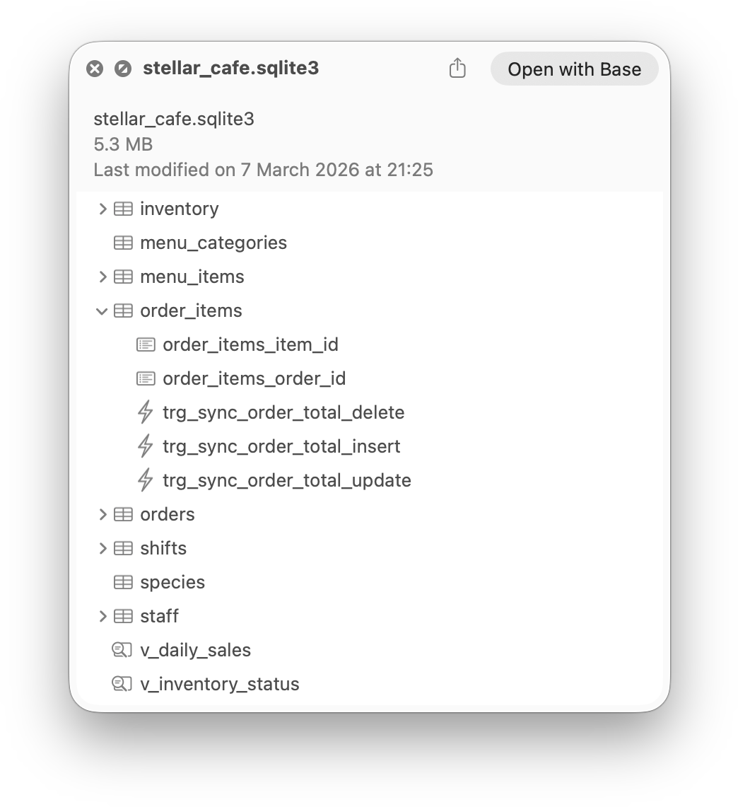 Quick Look preview showing database schema
